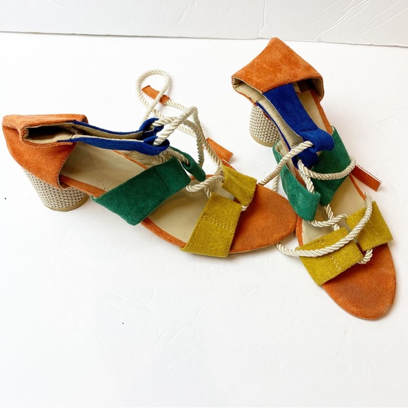 Fashion | Multi-Colored Rope Lace Up Round Heel Sandals in like new condition. - Picture 5 of 7